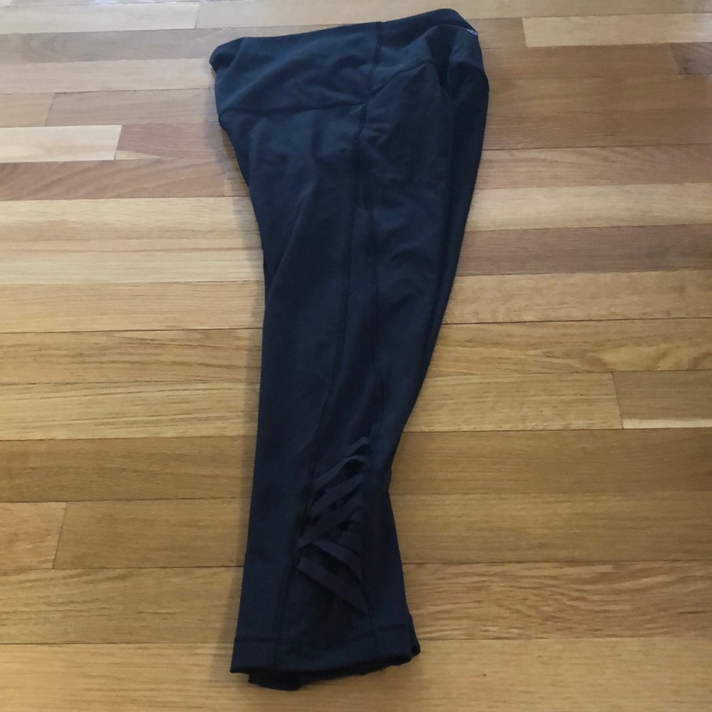 COPY - Lululemon Black Mesh Criss Cross Capri pant 6